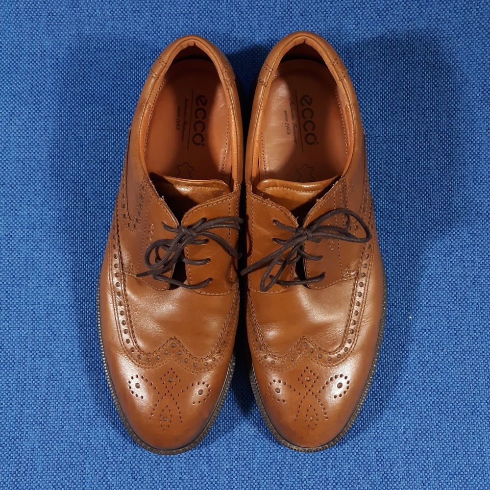 ECCO Wingtip Brogue Oxford Dress Shoes Mens Size EU 46 US 12-12.5 Brown Lace Up - Picture 3 of 10